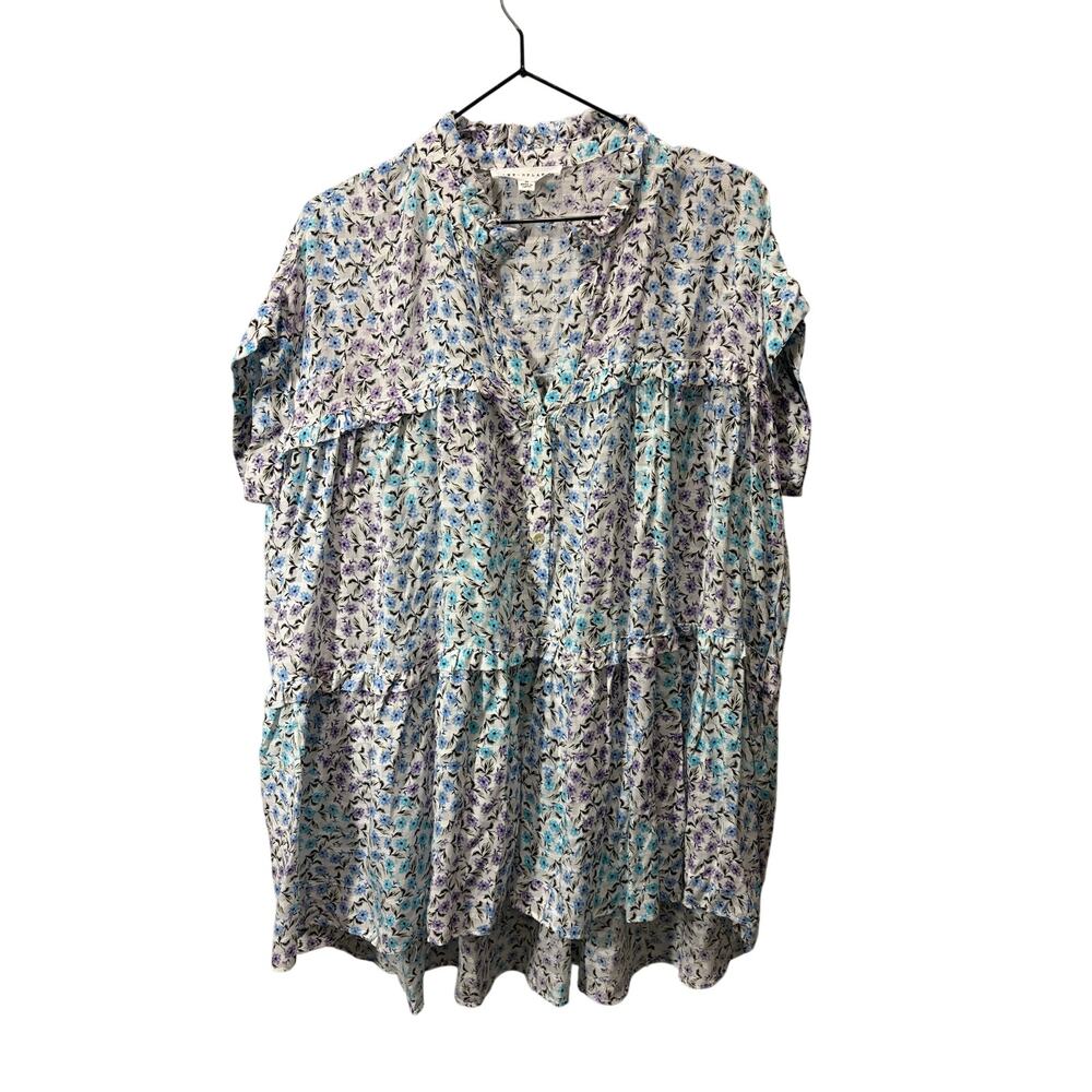 Jane & Delancey floral Tiered Flowy Top Sz M Boho Casual Cottagecore